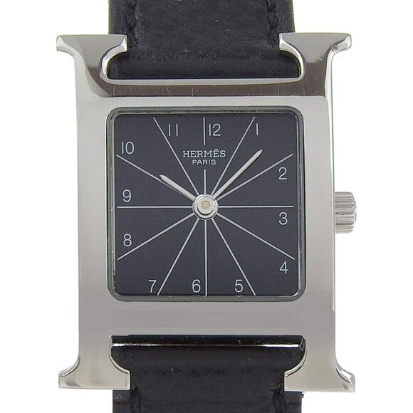 ERMES Watches HH1.210 blackDial Stainless Steel/Embossed Leather Quartz - Picture 1 of 8